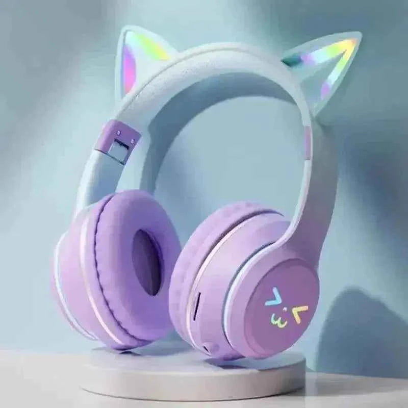 Feline RGB Wireless Headphones — LED Lighting & Foldable