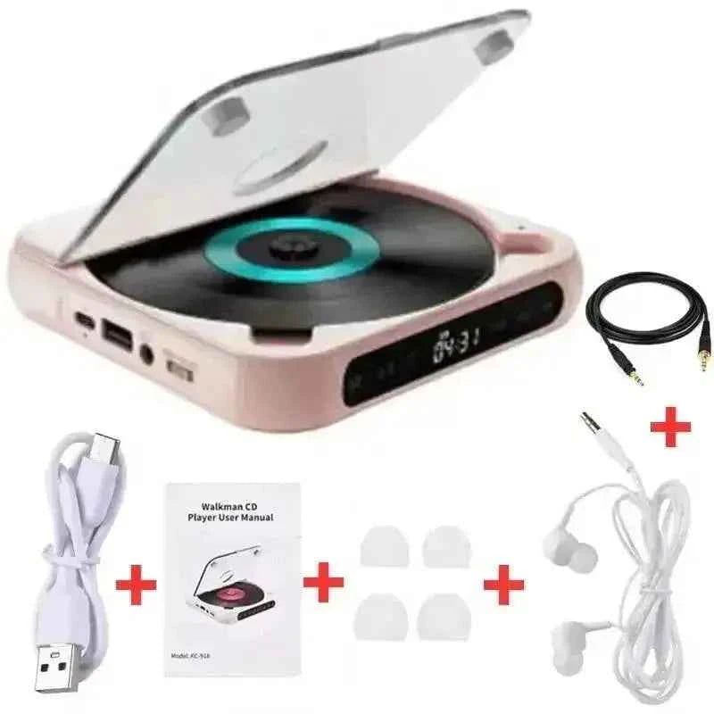 Portable CD Player — Rechargeable with Bluetooth & Earphones