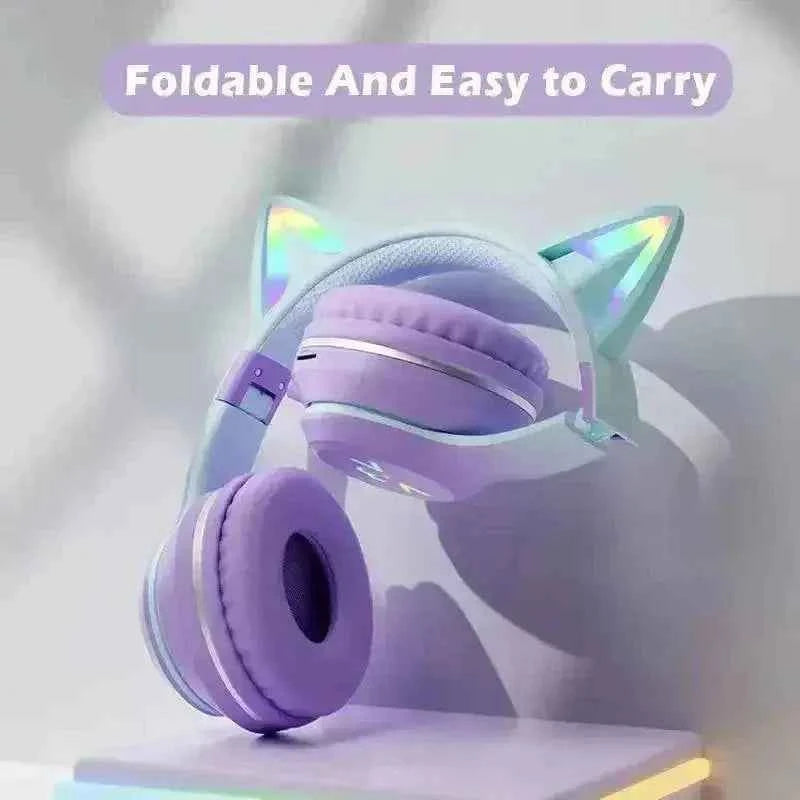 Feline RGB Wireless Headphones — LED Lighting & Foldable