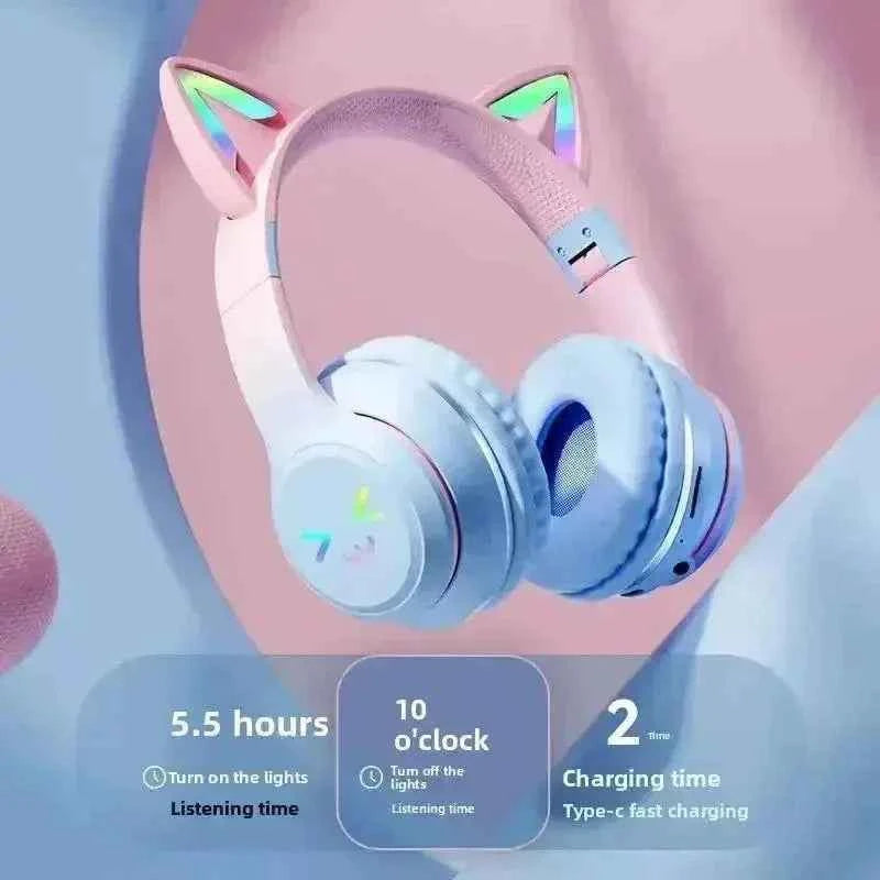 Feline RGB Wireless Headphones — LED Lighting & Foldable
