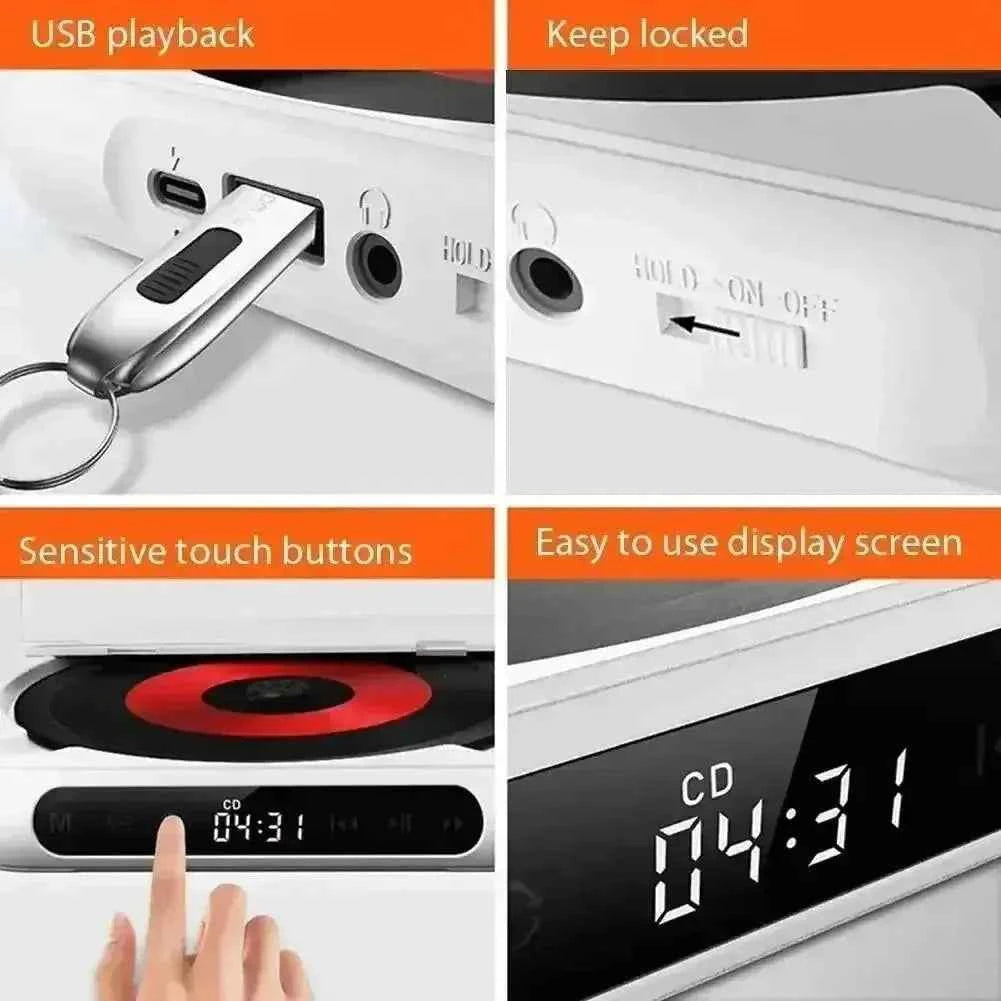 Portable CD Player — Rechargeable with Bluetooth & Earphones